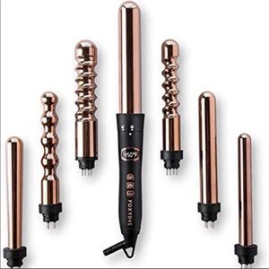 FoxyBae 7-in-1 Curling Iron Set, Black and Rose Gold